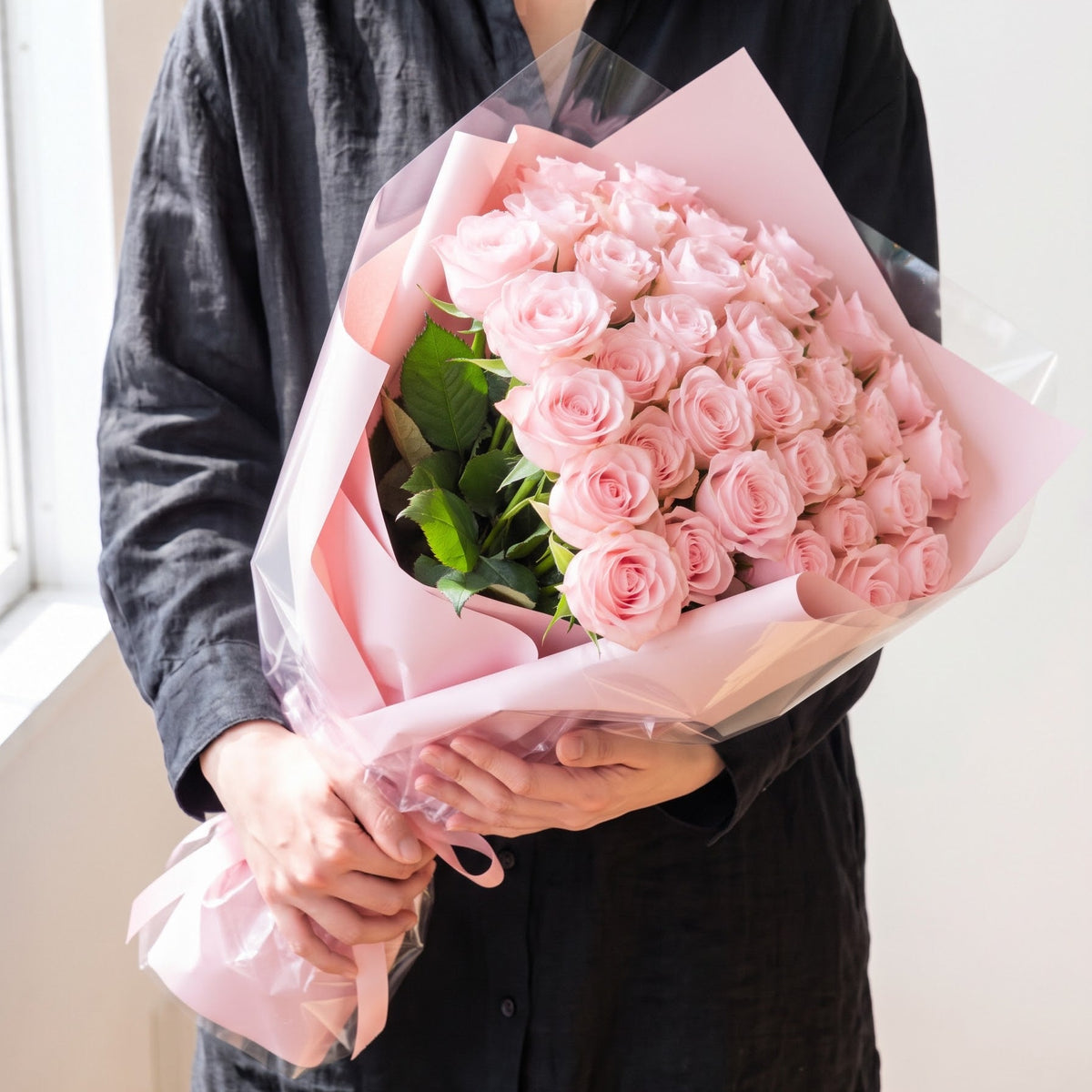 薄ピンク薔薇20本の花束 ペールピンク