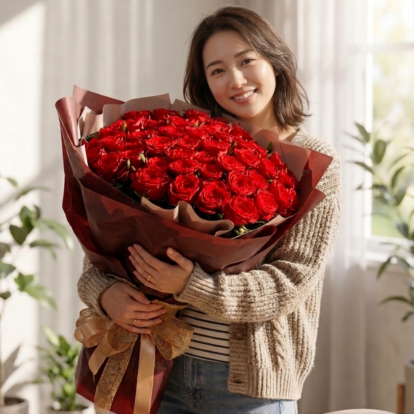 赤薔薇108本の花束 『結婚してください』