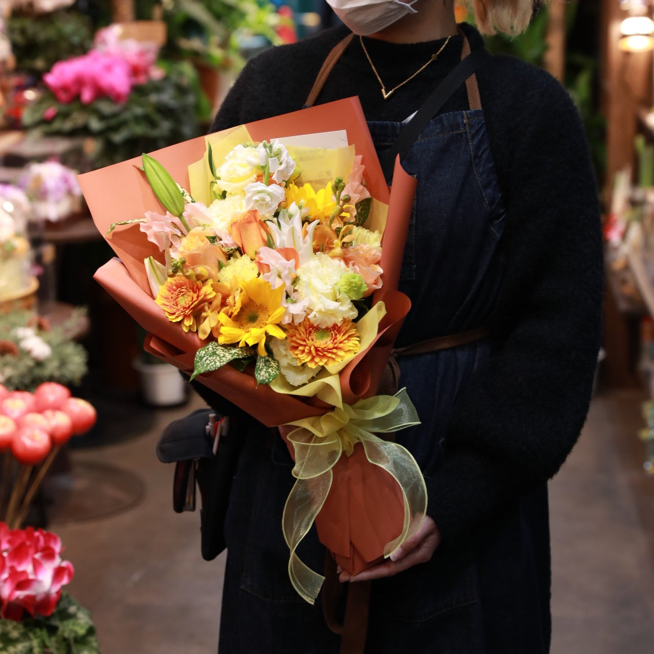 バンビーノの季節感じる花束 縦長Mサイズ – Bambino