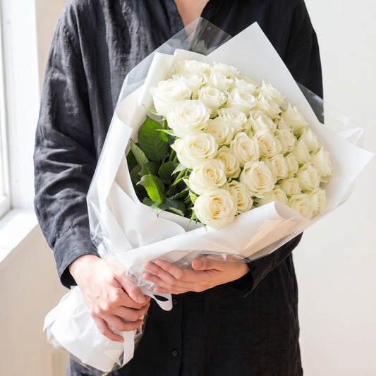 白薔薇20本の花束 ピュアホワイト