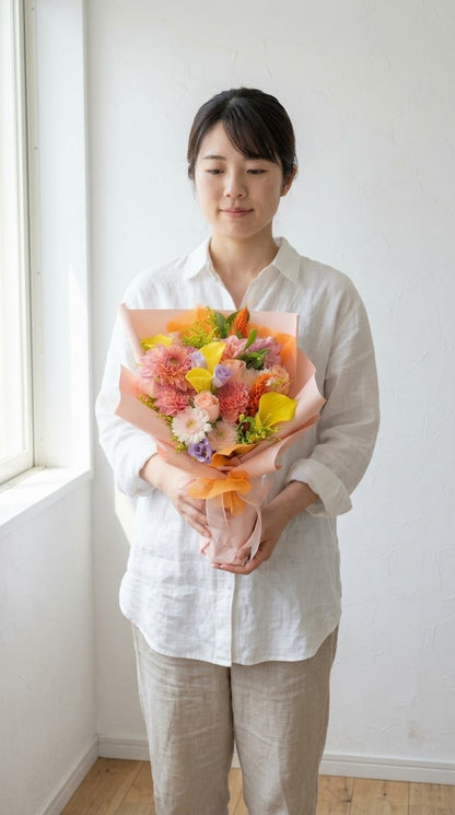 バンビーノの季節感じる花束 縦長Mサイズ