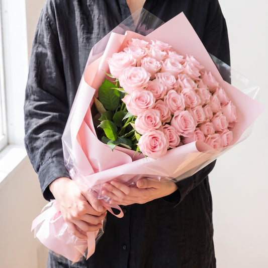 薄ピンク薔薇20本の花束 ペールピンク