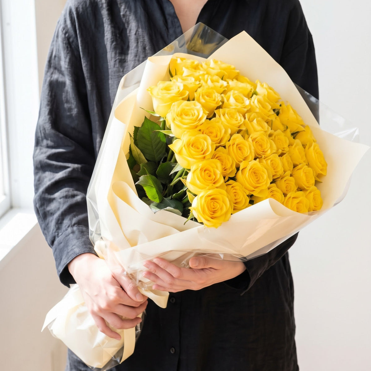 黄薔薇20本の花束 サンシャインイエロー
