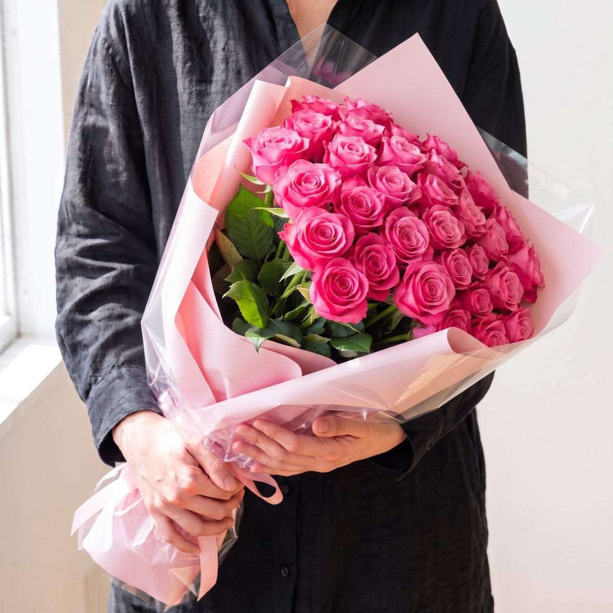 ピンク薔薇20本の花束 エレガントピンク