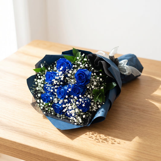 青薔薇の花束１２本　『12の想いを込めたダズンローズ』