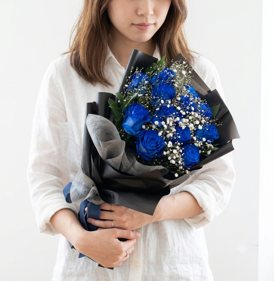 青薔薇の花束２０本　『花言葉　夢叶う』