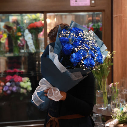 青薔薇の花束３０本　『花言葉　私の愛は変わらない』